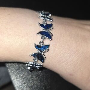 Chic Silver and Blue Butterfly Bracelet
